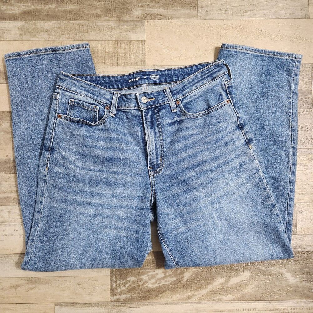 Old Navy OG Loose Jeans 12 High Rise Tummy Control Panel Slimming Pockets Blue